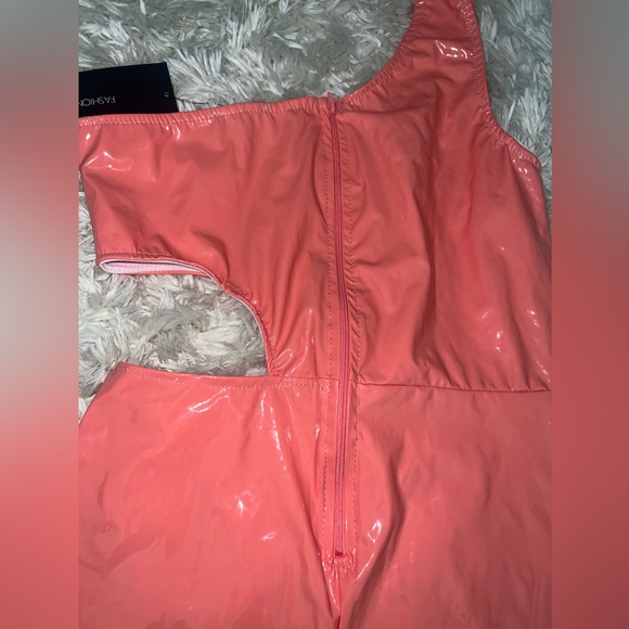 Fashion Nova Latex Biker Romper - Picture 3 of 7